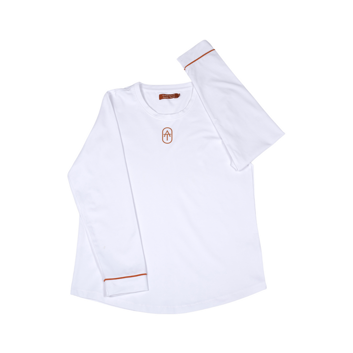 Haut piqué à manches longues (Blanc)